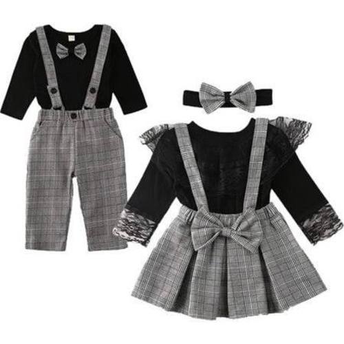Bagilaanoe New Matching Clothes Little Brother Romper Overall Big Sister Skirt Outfits Set, Girl's, Size: 1-2 Years | Google Shopping