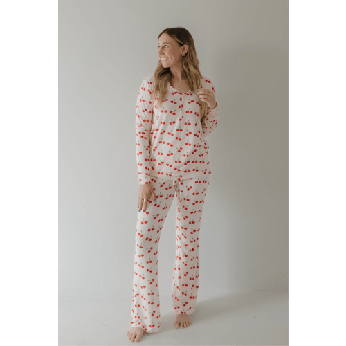Women's Long Sleeve Bamboo Pajama | Cherry Orchard