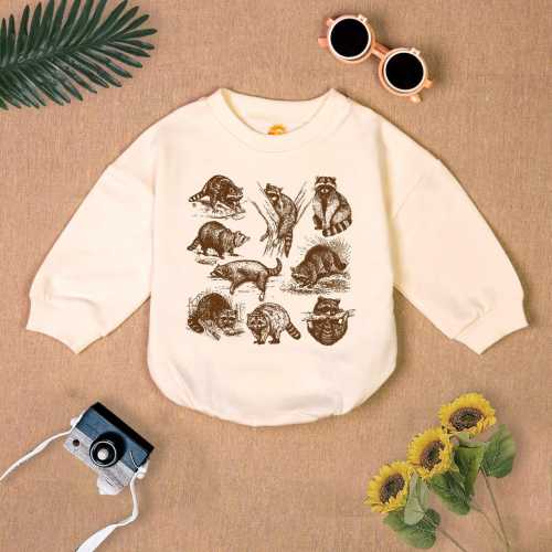 Cute Raccoon Romper Sweatshirt, Funny Meme Racoon Baby Outfit, Wild Panda Baby Romper, Animal Lover Baby Clothes, Newborn Baby Outfit