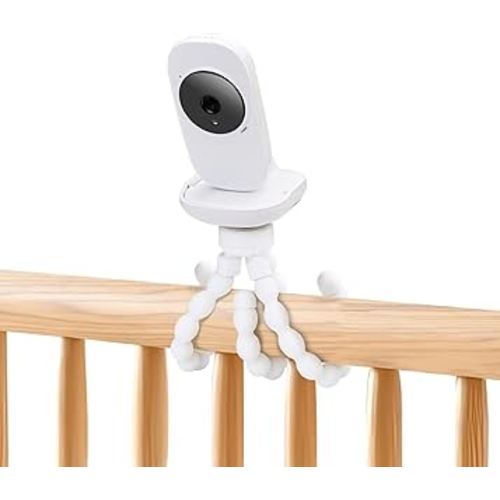 Flexible Baby Monitor Mount Compatible with VTech VM819, No Drilling Baby Camera Mount for Crib Without Wall Damage (White)