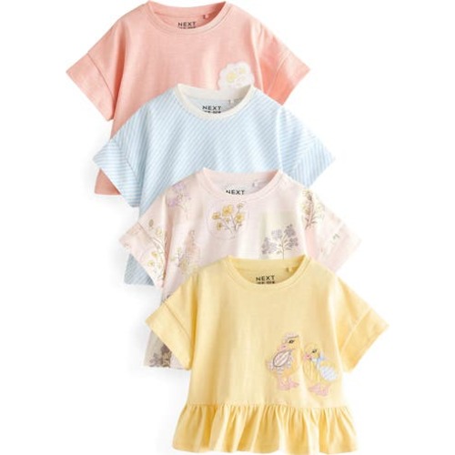 Kids' 4-Pack Frill Hem T-Shirts