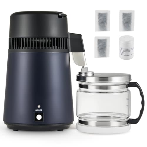 CO-Z 1.1 Gallon Water Distiller, 4L Countertop Distilled Water Machine with Glass Pot, 750W Distilled Water Maker for Pure Water, 304 Stainless Steel Water Distiller Machine for Home Office Travel