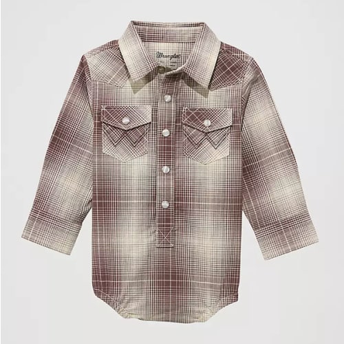 Baby Boy's Long Sleeve Western Snap Bodysuit | BOYS | Wrangler®