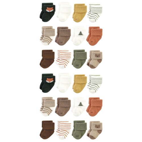 Hudson Baby Cotton Rich Baby Terry Socks 24-Pack, Harvest Bear, 0-6 Months