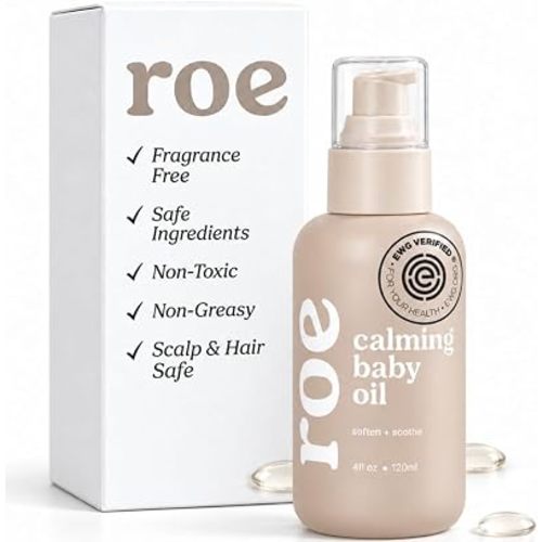Roe Wellness Baby Oil, Unscented & Fragrance Free – Massage Oil for Hair, Scalp & Body, Non-Greasy, Clean Ingredients, Moisturizer for Newborn & Sensitive Skin