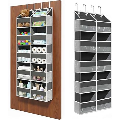 10-Pocket Over the Door Organizer with Heavy-Duty 600D Oxford Fabric, Upgraded Hooks with Silicone Protectors for Dorm, Closet Storage, Bedroom, Bathroom