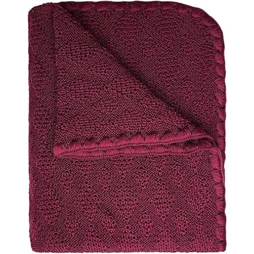 Ecoable Baby Warm Blanket: Washable Merino Wool Receiving Thermal Blanket, 31x40 inches (Cassis)