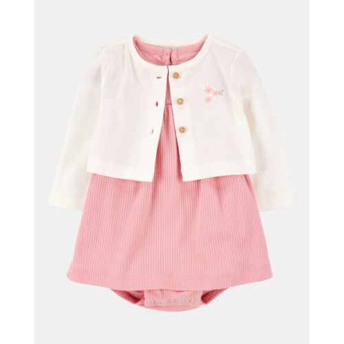 Baby 2-Piece Bodysuit Dress & Cardigan Set - Pink/Ivory | Carter's