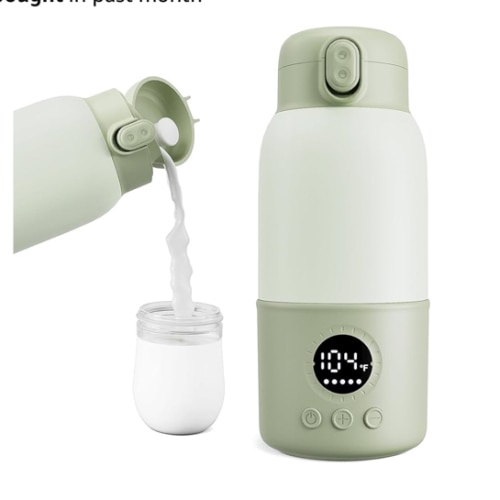 Portable Bottle Warmer for Travel, 2-Min Fast Heating Baby Bottle Warmer,12.8oz Formula Container to Go for Breastmilk, Formula Dispenser with Long-Lasting Keep Warm Function