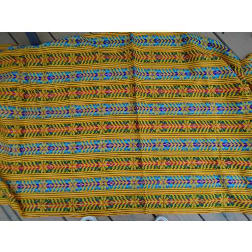 Vintage Unused Bright Yellow Woven Wool Fringed Rebozo Shawl Made in Mexico, Rebozo, Woven Multi Color Cotton Rebozo Wrap, New Old Stock