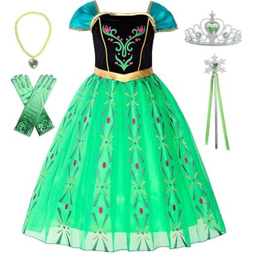 Girls Princess Costume Dress up Green, with Accessories,150