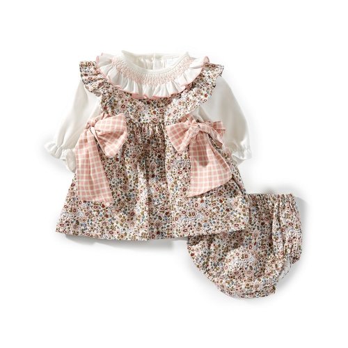 12M | Edgehill Collection Baby Girls Long Sleeve Floral Side-Bow Dress