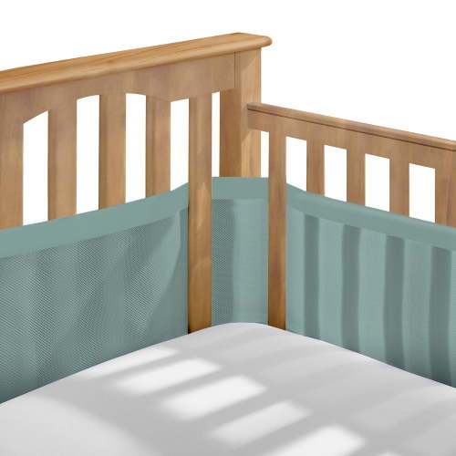 BreathableBaby Mesh Liner for Full-Size Cribs, Deluxe 4mm Mesh, Green Seaglass (Size 4FS Covers 3 or 4 Sides)