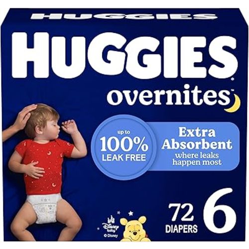 Huggies Size 6 Overnites Baby Diapers: Overnight Diapers, Size 6 (35+ lbs), 72 Ct, Packaging May Vary