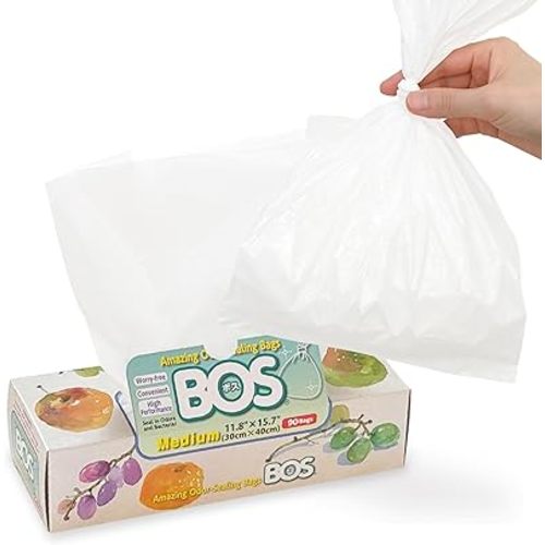 BOS Amazing Odor Sealing Disposable Bags for Diapers, Food Waste, Ostomy Bags, Pet Waste or any Sanitary Product Disposal -Durable and Unscented [Size:M, Color:White](90 count, Pack of 1)