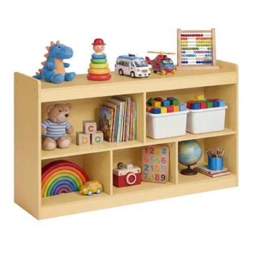 SONGMICS Kids' Toy Storage Shelf, Montessori Shelf with 5 Open Compartments, for Children's Room Playroom, 11.8 x 44.2 x 25.6 Inches, Beech Beige