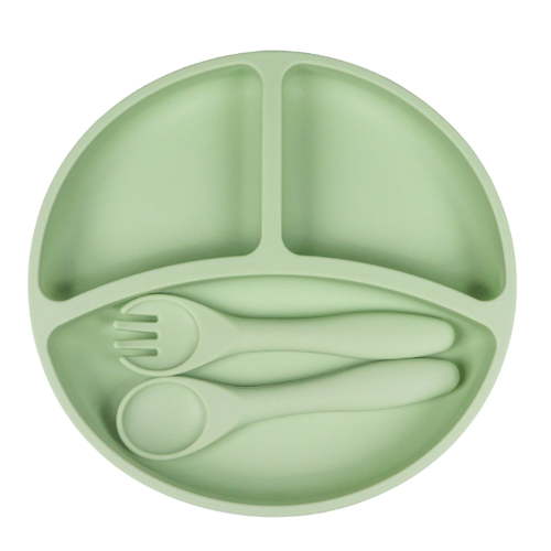 Herrklp Suction Plates for Babies & Toddlers -Food Grade Silicone, Dinnerware Stays Put, Divided Design for Picky Eaters, Microwave & Dishwasher Friendly