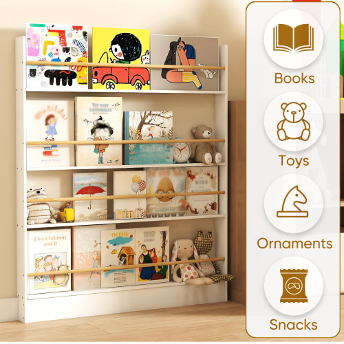 VGBYUJ Behind Doors Bookshelf, 47.4"H x 39.4"W Tier Wall Mount Boookcases, Behind the Door Storage Organizer for Narrow Space, Solid Wood, White