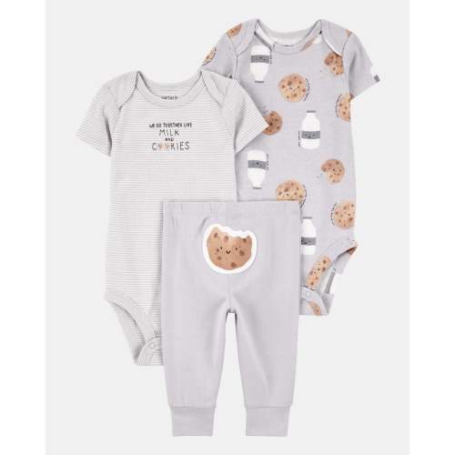 Baby 3-Piece Milk & Cookies Little Character Set® - Grey