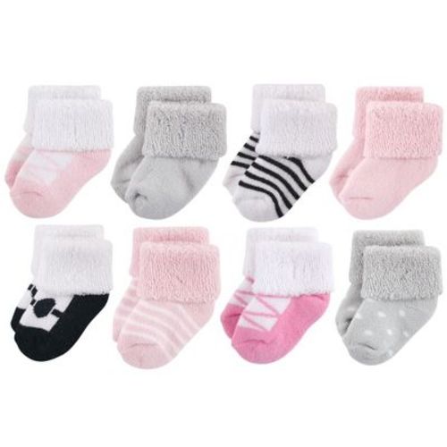 Luvable Friends Baby Girls Newborn and Baby Terry Socks, Pink Black Ballet, 0-6 Months