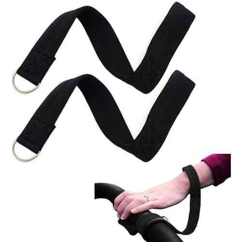 2 Pack Baby Stroller Safety Wrist Strap Adjustable Pram Wheelchair Hand Leash Black Retractable Adjustable Dog Leash Short Rope Safety Belt for Hilly City Street Walking