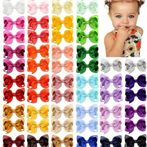 4/20/40/60pcs Cute Bow Hairpins In Random Colors, Grosgrain Ribbon Bow Hairpins, Suitable For Girls, Toddlers, Children's Daily Wear, Holiday Gifts | SHEIN USA