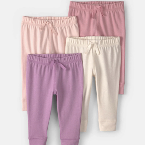 Baby Girl 4-Pack Pull-On Cotton Pants - Pink/Purple | Carter's
