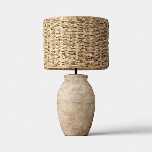 Large Ceramic Table Lamp with Woven Shade Sandstone - Threshold™