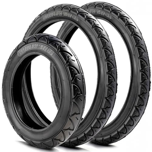 Two 16" x 1.75 Rear and One 12.5" x 2.25 Front Wheel Replacement Tires for Jogging Strollers - The Perfect BOB Stroller Tire Replacement Set by Steerling Tire Co. (3-Pack)