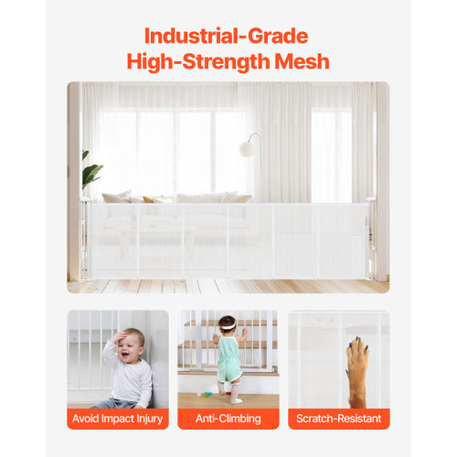 Ebern Designs Retractable Baby Gate 34 in Tall Extend to 110 in Wide for Kids or Pets Gray | Wayfair