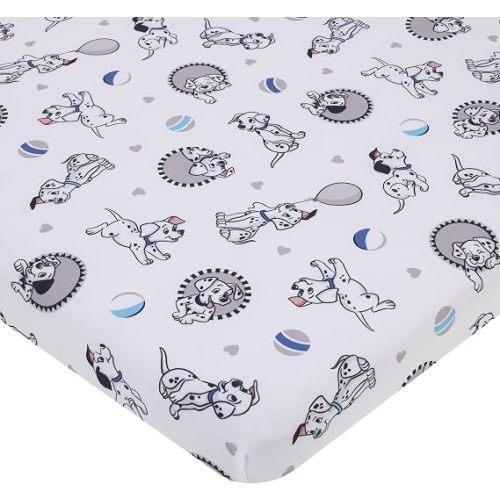 Disney 101 Dalmatians Gray, Black, White, and Blue Puppies Super Soft Nursery Fitted Mini Crib Sheet