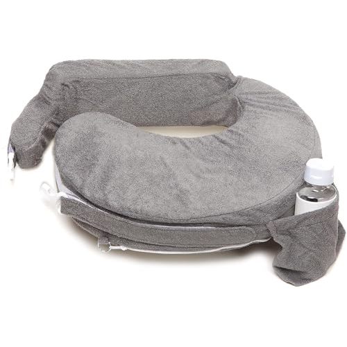 My Brest Friend Nursing Pillow - Deluxe - Enhanced Comfort w/ Slipcover - Ergonomic Breastfeeding Pillow For Ultimate Support For Mom & Baby - Adjustable Pillow W/ Handy Side Pocket, Evening Grey