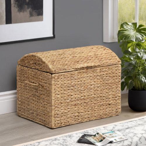 Highland Dunes Heavy-duty Water Hyacinth Wicker Storage Trunk with Metal Frame and Arch Lid | Wayfair