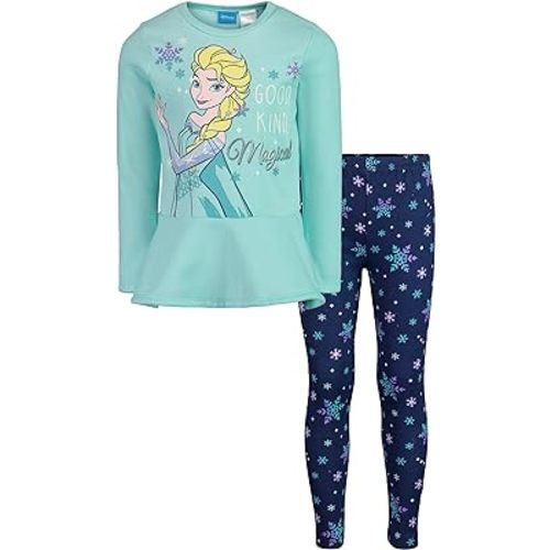 Disney Frozen Princess Anna Elsa Baby Girls Sweatshirt and Leggings Outfit Set Infant to Big Kid