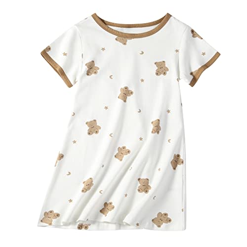 Girls Cotton Nightgowns Short Sleeve Sleep Shirt Princess Nightdress