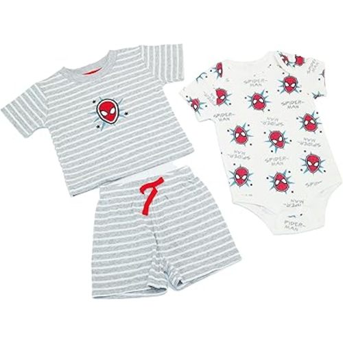 Magic Threadz Disney Clothes Baby Boys 3-Piece Short Set – Mickey, Pooh, Simba, Dumbo, & Spiderman Outfit Set (0M–9M)