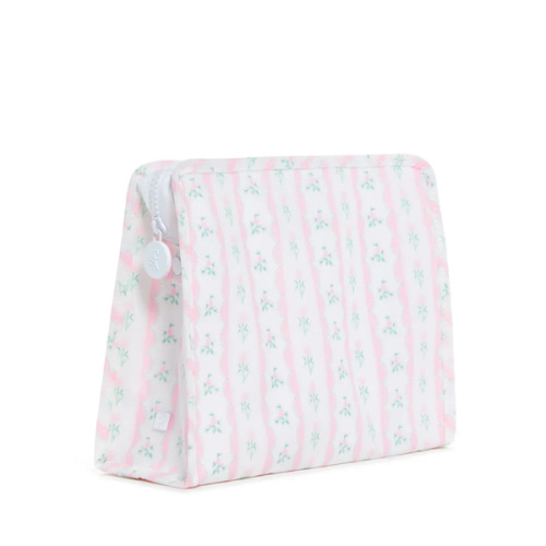 Roadie Large Zip Pouch Ribbon Floral Pink by TRVL Design | Lila & Hayes