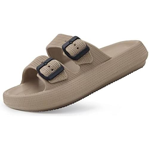 Weweya Sandals for Women and Men - Pillow Slippers - Double Buckle Adjustable Slides - EVA Flat Sandals