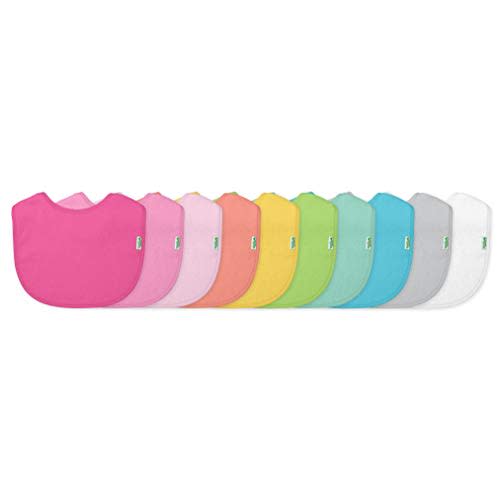 green sprouts Stay-dry Baby Bibs (10 pack) Waterproof protection, Adjustable hook-&-loop closure, Machine washable