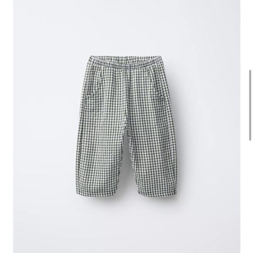 BAGGY GINGHAM PANTS - Green / Ecru | ZARA United States