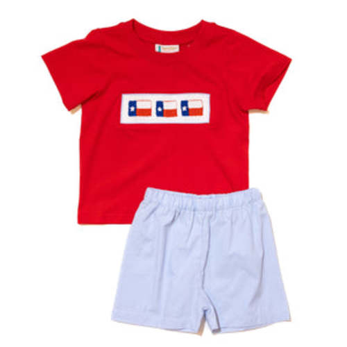 Boys Texas Flag Smocked Shorts Set – Boots and Bows Smocking Co.