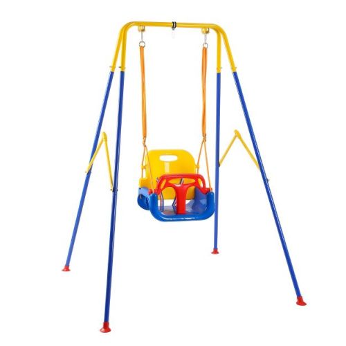 HolaHatha 3 in 1 Toddler Swing Set, Infant Backyard Play, Includes 4 Sandbags, Adjustable Rope & Removable Baby Seat, Indoor/Outdoor Play, Multicolor