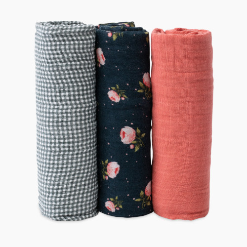 Little Unicorn Cotton Muslin Swaddle (3 Pack) - Midnight Rose