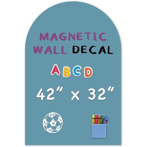 Magnetic Arch Wall Decal, Magnetic Chalkboard for Wall 42" x 32" Adhesive Backing Wallpaper(Celadon)