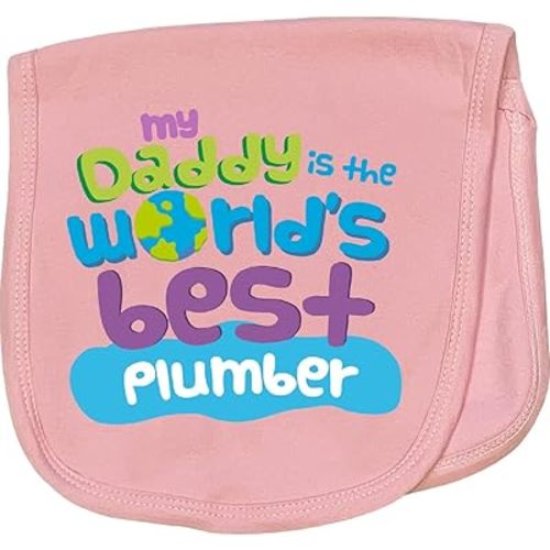 inktastic Daddy Worlds Best Plumber Baby Burp Cloth Pink 25499