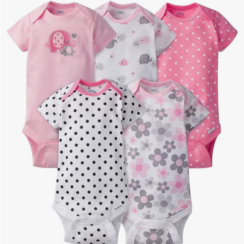 Gerber baby-girls 5-pack Short Sleeve Variety Onesies Bodysuits