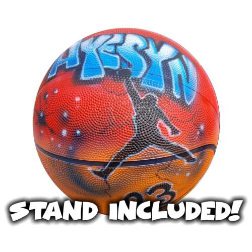 Custom Airbrush Personalized Regulation BASKETBALL with Name, Silhouette, Number & Colors! Senior Graduation or Coach Gift! STAND INCLUDED!