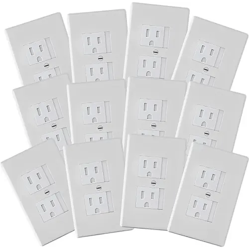 Safety Innovations Self-Closing Babyproof Outlet Covers - (for Center Screw Outlets Only) an Alternative to Wall Socket Plugs for Child Proofing, (12-Pack), (1-Screw), (White) White)