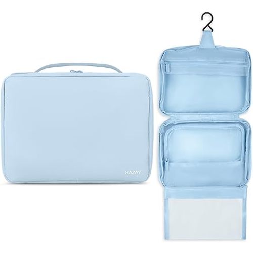 Amazon.com: KAZAY Hanging Toiletry Bag with TSA Approved Detachable Pouch, Travel Toiletry Bag, Water Resistant, Premium Nylon, Travel Size Toiletries, Cosmetic Bag, Unisex (Light Blue) : Beauty & Personal Care