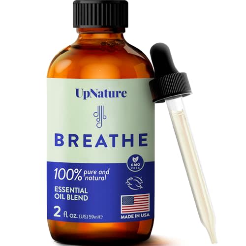 UpNature Breathe Essential Oils Blend (Large 2oz) Essential Oils for Diffusers for Home Humidifier Vaporizer Liquid, Eucalyptus and Menthol Blend, Aromatherapy Oils